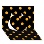 Polka Dots - Dark Tangerine Orange on Black Heart 3D Greeting Card (7x5)