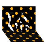 Polka Dots - Dark Tangerine Orange on Black LOVE 3D Greeting Card (7x5)