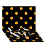 Polka Dots - Dark Tangerine Orange on Black LOVE Bottom 3D Greeting Card (7x5)