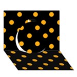 Polka Dots - Dark Tangerine Orange on Black Circle 3D Greeting Card (7x5)