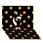 Polka Dots - Dark Tangerine Orange on Black Ribbon 3D Greeting Card (7x5)