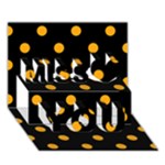 Polka Dots - Dark Tangerine Orange on Black Miss You 3D Greeting Card (7x5)