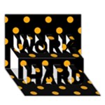 Polka Dots - Dark Tangerine Orange on Black WORK HARD 3D Greeting Card (7x5)