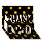 Polka Dots - Dark Tangerine Orange on Black THANK YOU 3D Greeting Card (7x5)