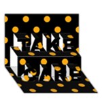 Polka Dots - Dark Tangerine Orange on Black TAKE CARE 3D Greeting Card (7x5)