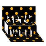 Polka Dots - Dark Tangerine Orange on Black Get Well 3D Greeting Card (7x5)