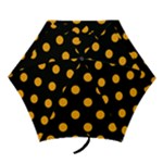 Polka Dots - Dark Tangerine Orange on Black Mini Umbrella
