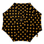 Polka Dots - Dark Tangerine Orange on Black Hook Handle Umbrella (Medium)
