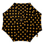 Polka Dots - Dark Tangerine Orange on Black Hook Handle Umbrella (Large)