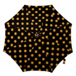 Polka Dots - Dark Tangerine Orange on Black Hook Handle Umbrella (Small)