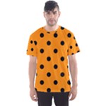 Polka Dots - Black on Dark Orange Men s Sport Mesh Tee