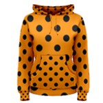 Polka Dots - Black on Dark Orange Women s Pullover Hoodie
