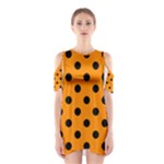 Polka Dots - Black on Dark Orange Women s Cutout Shoulder Dress