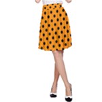 Polka Dots - Black on Dark Orange A-Line Skirt