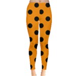 Polka Dots - Black on Dark Orange Women s Leggings