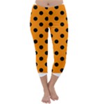 Polka Dots - Black on Dark Orange Capri Winter Leggings