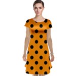 Polka Dots - Black on Dark Orange Cap Sleeve Nightdress