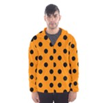 Polka Dots - Black on Dark Orange Hooded Wind Breaker (Men)