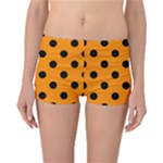 Polka Dots - Black on Dark Orange Reversible Boyleg Bikini Bottoms
