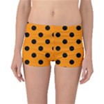 Polka Dots - Black on Dark Orange Boyleg Bikini Bottoms