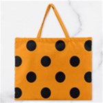 Polka Dots - Black on Dark Orange Zipper Large Tote Bag