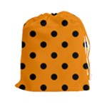 Polka Dots - Black on Dark Orange Drawstring Pouch (XXl)