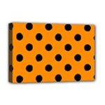 Polka Dots - Black on Dark Orange Deluxe Canvas 18  x 12  (Stretched)