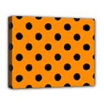 Polka Dots - Black on Dark Orange Deluxe Canvas 20  x 16  (Stretched)