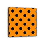 Polka Dots - Black on Dark Orange Mini Canvas 4  x 4  (Stretched)