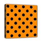 Polka Dots - Black on Dark Orange Mini Canvas 8  x 8  (Stretched)