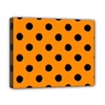 Polka Dots - Black on Dark Orange Canvas 10  x 8  (Stretched)