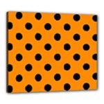Polka Dots - Black on Dark Orange Canvas 24  x 20  (Stretched)