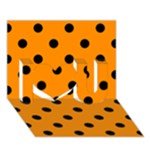Polka Dots - Black on Dark Orange I Love You 3D Greeting Card (7x5)