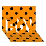 Polka Dots - Black on Dark Orange BOY 3D Greeting Card (7x5)