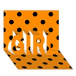 Polka Dots - Black on Dark Orange GIRL 3D Greeting Card (7x5)