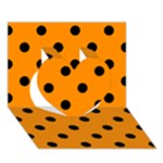 Polka Dots - Black on Dark Orange Heart 3D Greeting Card (7x5)