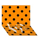 Polka Dots - Black on Dark Orange LOVE Bottom 3D Greeting Card (7x5)
