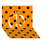 Polka Dots - Black on Dark Orange Peace Sign 3D Greeting Card (7x5)