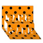 Polka Dots - Black on Dark Orange TAKE CARE 3D Greeting Card (7x5)