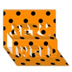 Polka Dots - Black on Dark Orange Get Well 3D Greeting Card (7x5)