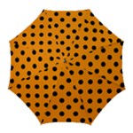 Polka Dots - Black on Dark Orange Golf Umbrella