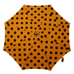Polka Dots - Black on Dark Orange Hook Handle Umbrella (Medium)