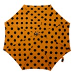 Polka Dots - Black on Dark Orange Hook Handle Umbrella (Large)