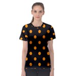 Polka Dots - Dark Orange on Black Women s Sport Mesh Tee