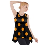 Polka Dots - Dark Orange on Black Side Drop Tank Tunic