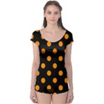 Polka Dots - Dark Orange on Black Boyleg Leotard (Ladies)
