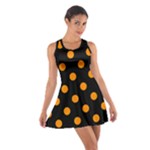 Polka Dots - Dark Orange on Black Cotton Racerback Dress