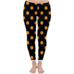 Polka Dots - Dark Orange on Black Winter Leggings