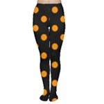 Polka Dots - Dark Orange on Black Women s Tights