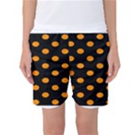 Polka Dots - Dark Orange on Black Women s Basketball Shorts